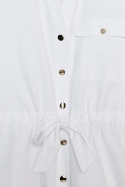 CAMISA SAFARI POPEL?N / Blanco - Zara фото 8