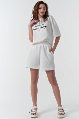 Шорты летние хлопковые на резинке из футера белые