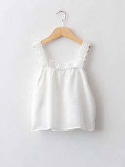 Kare Yaka Dantel Detayl? Ask?l? K?z ?ocuk Bluz - Waikiki фото 3