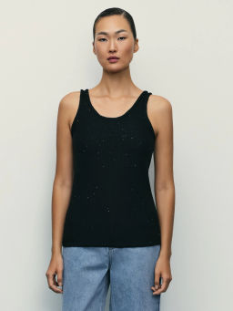 Вязаный топ из хлопка с пайетками / Zarina  фото 3