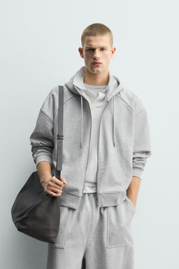 SUDADERA BOXY FIT CREMALLERA CAPUCHA / Gris vigor? - Zara фото 2