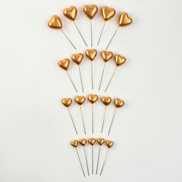 Топперы для торта «Сердечки», 12 см, золотой