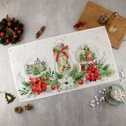 Полотенце Этель Christmas red flowers 40х73 см, 100% хл, саржа 190 гр/м2