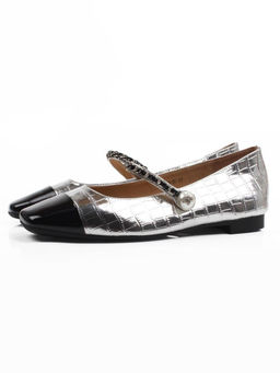 06-H4A-5C BLACK/SILVER Туфли женские (натуральная кожа)