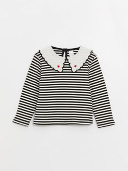 Bebe Yaka Uzun Kollu ?izgili K?z Bebek Ti??rt