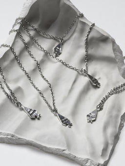 Кулоны парные на цепочке «Неразлучники. 5 пазлов», L=45 см, набор 2 шт. цвет серебро