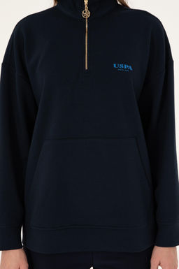 Женский темно-синий свитшот на молнии с высоким воротником Неожиданная скидка в корзине - U.s. polo assn фото 6
