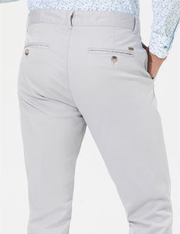 A__k Gri Slim Fit Kanvas Pantolon