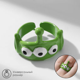 Кольцо «Монстрик», с антенной, зелёное, безразмерное