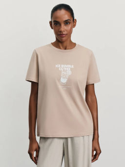 Футболка с принтом из хлопка / Zarina  фото 3