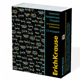 Цена за 1 шт. Комплект тетрадей общих ученических ErichKrause Inscription, 48 листов, клетка/линейка, со справочным материалом (обечайка 12 шт.)