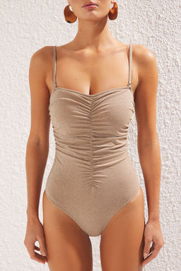 TRENDYOLMILLA Vizon Straplez Drapeli Simli Regular Mayo TBESS25MA00011  фото 3