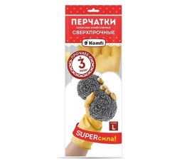 LIBRY перчатки хозяйственные латексные Сверхпрочные размер-M Биколор (бело-красные) 70гр
