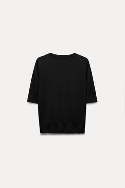 BASIC PLAIN KNIT SHORT SLEEVE TOP - Zara фото 5