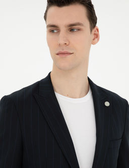 Lacivert Ex. Slim Fit _izgili Tak_m Elbise