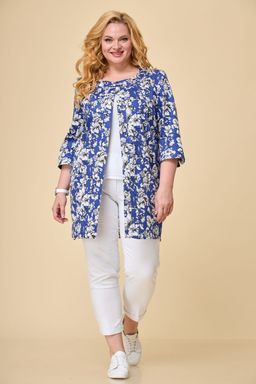 Жакет БелЭльСтиль 756 сине-белые цветы фото 4