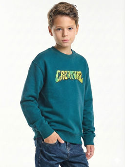 Свитшот с принтом 22-6040 зеленый