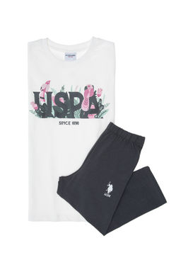 K_z _ocuk Beyaz Pijama Tak_m_ Sepette S_rpriz _ndirim - U.s. polo assn фото 11