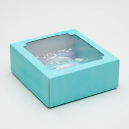 Цена за 5 шт. Коробка сборная, крышка-дно, с окном, голубая, 14,5 х 14,5 х 6 см - UPAK LAND фото 2