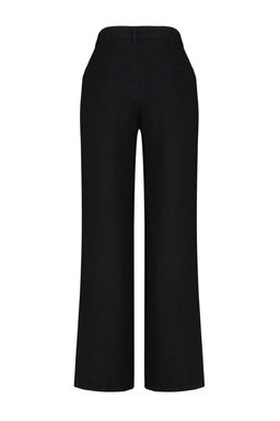Siyah %100 Keten Pileli Yuksek Bel Wide Leg Pantolon TWOSS26PL00050 - Trendyolmilla фото 8