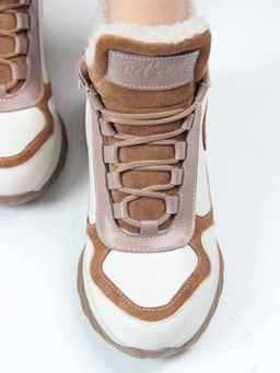 Ботинки 350.uno2br. беж какао/Шерсть