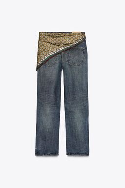 ZW COLLECTION BAGGY JEANS WITH SCARF DETAIL LOW-RISE - Zara фото 7