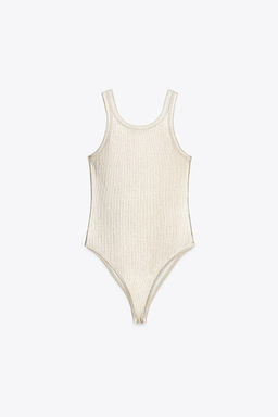 METALLIC RIBBED BODYSUIT
