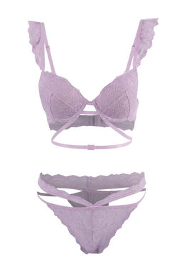 Lila Dantel Capraz Baglama Sabit Kapl? Ic Camas?r? Tak?m? THMSS26CC00012