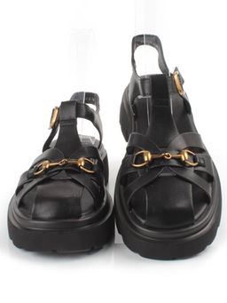 08-PEAG54-2 BLACK Босоножки женские (натуральная кожа)