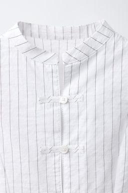 CAMISA RAYAS APLIQUE ALAMARES / Blanco / Negro - Zara фото 3