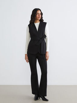 Kruvaze Yaka Beli Ku?akl? Kad?n Klasik Yelek