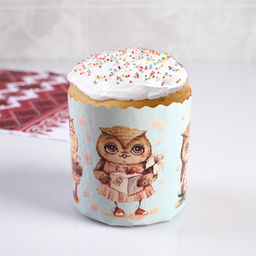 Цена за 20 шт. Форма бумажная для кекса, маффинов и кулича Совушки 90x90мм