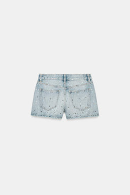 SHORTS DENIM TRF TIRO MEDIO BRILLOS / Azul claro - Zara фото 6
