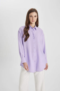 Relax Fit Basic Duz Uzun Kollu Gomlek Tunik - Defacto фото 5