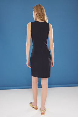 TRENDYOLMILLA Gri Cizgili Kemer Detayl? S?f?r Kol Vucuda Oturan Midi Orme Elbise TWOSS25EL00374 фото 10