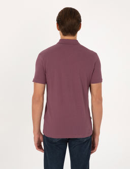 Mor Slim Fit %100 Pamuk K_vr_lmaz D__meli Polo Yaka Basic Ti__rt