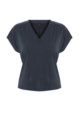 TRENDYOLMILLA Antrasit Modal V Yaka Relaxed/Rahat Kesim Orme T-Shirt TWOSS24TS00043 фото 7