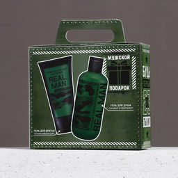 Подарочный набор Сила, мужество, отвага, гель для душа 300 мл и гель для бритья 110 мл, HARD LINE