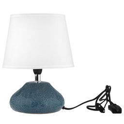 Светильник настольный Грета д20см, h26см, абажур текстильный д20см, h14,5см, цвет - белый, основание керамическое д15,5см, h15,5см, глянцевая глазурь, цвет - сине-серый (Китай)