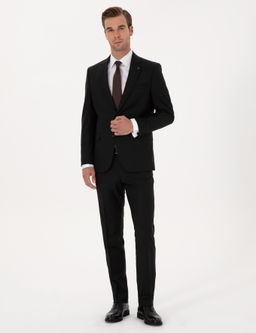Siyah Slim Fit Tak_m Elbise