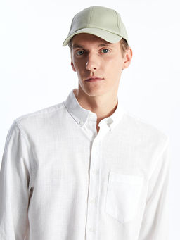 Regular Fit Uzun Kollu Keten Kar???ml? Erkek G?mlek