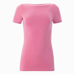 Футболка женская с вырезом лодочка MINAKU: Basic line, лиловая, размер 42