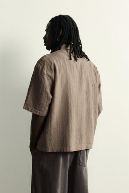 CAMISA BOXY FIT JACQUARD RAYAS / Marr?n - Zara фото 3