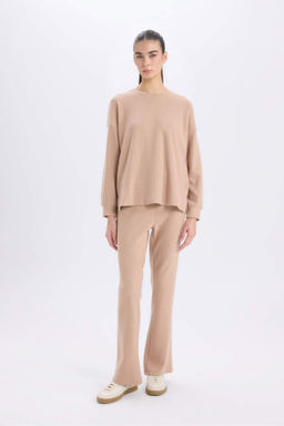 Fall in Love Pijama Tak?m? Regular Fit Basic Duz Uzun Kollu Ust Genis Bol Paca Alt - Defacto фото 2