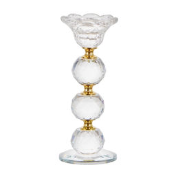 Стеклянный подсвечник на 1 свечу Цветочек с тремя шарами, 18?7?7 см