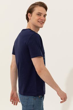 Мужская темно-синяя футболка с круглым вырезом - U.s. polo assn фото 5