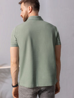 Поло Vilatte из хлопка светло-оливковое  фото 5