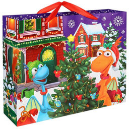 Пакет ламинат горизонтальный, С Новым годом, 40 x 31 x 11,5 см, Микки Маус и Дракон - Disney фото 3