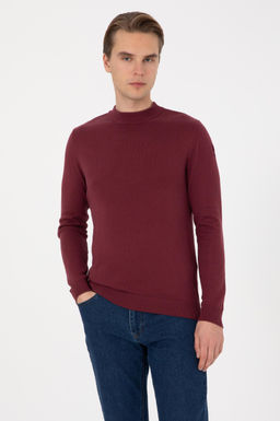 Джемпер Slim Fit Polo Yaka бордовый из хлопка