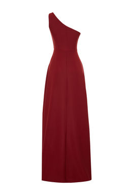 Bordo A-Kesim Yaka Detayl? Uzun Gece Abiye Elbise TPRSS19UT0054 - Trendyolmilla фото 8